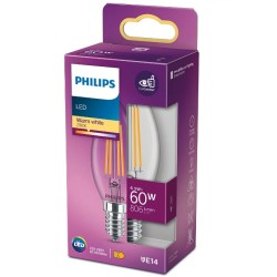 Ampoule LED Flamme transparente à filament 60W E14 couleur chaude