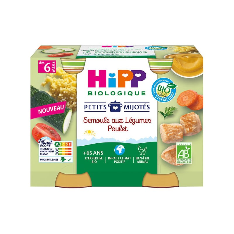 Petits mijotés semoule aux légumes poulet bio dès 6 mois 2x190g