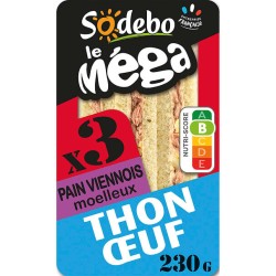 Sandwich méga club thon oeuf mayo 230g