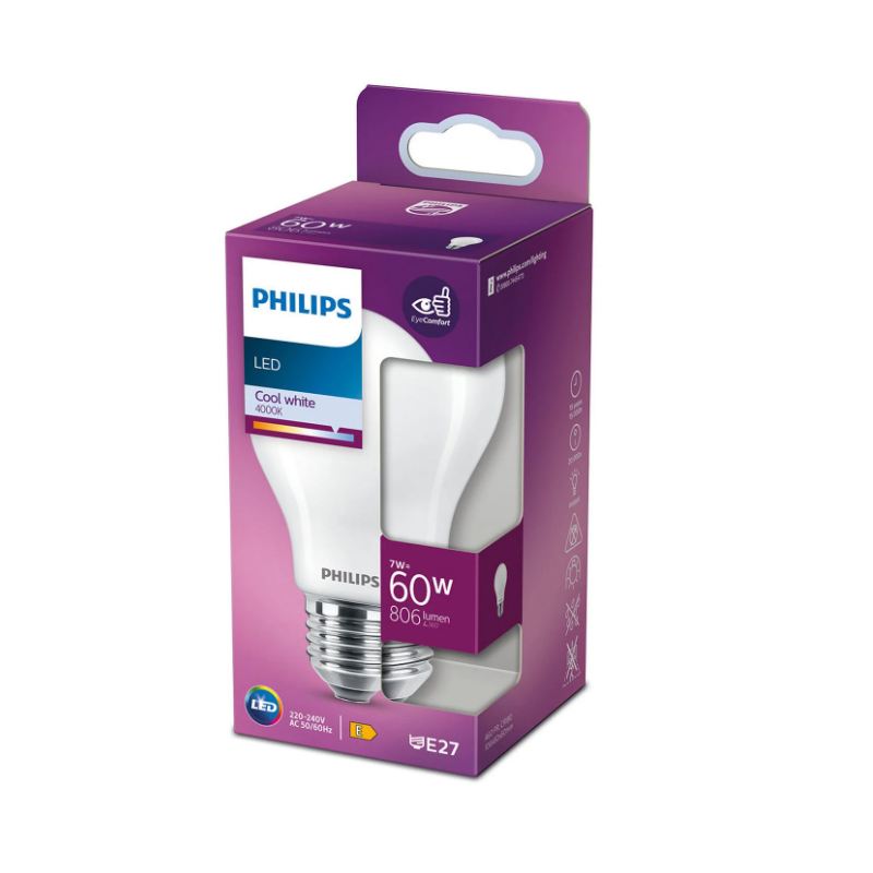 Ampoule LED E27 standard blanc froid 60W