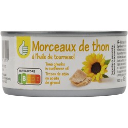 Morceaux de thon à l'huile de tournesol 185g