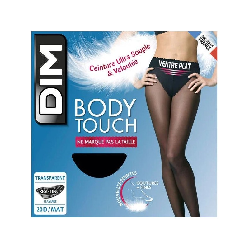 Collant body touch ventre plat taille 1 transparent 20D/mat noir