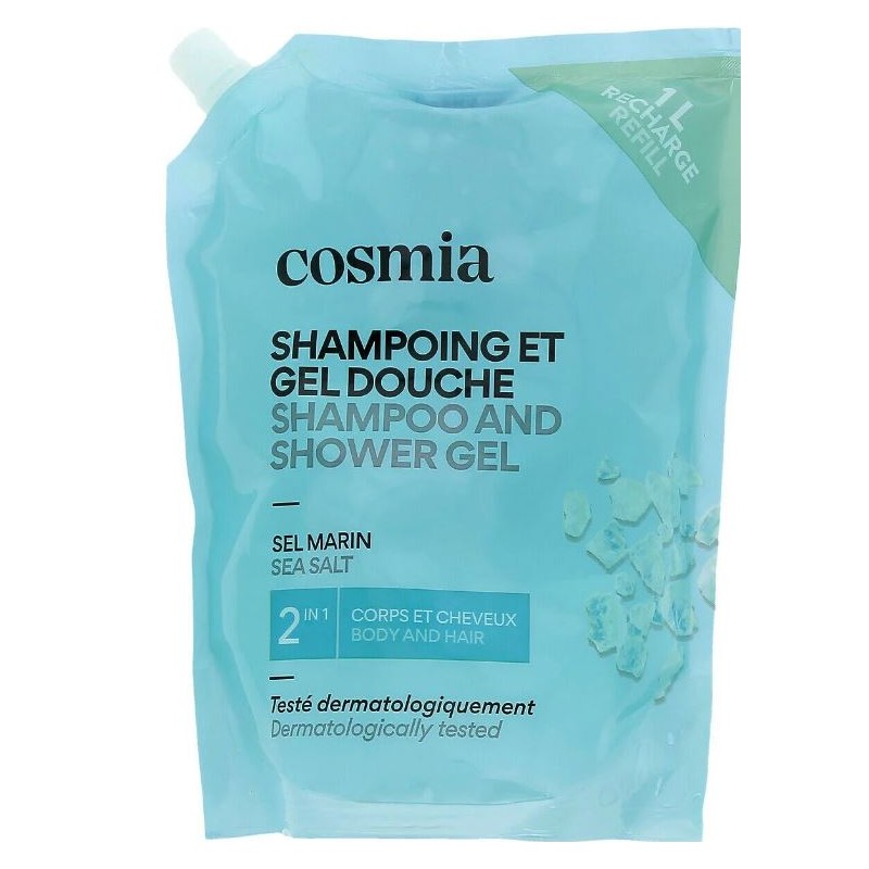 Gel douche 2en1 recharge sel marin 1l