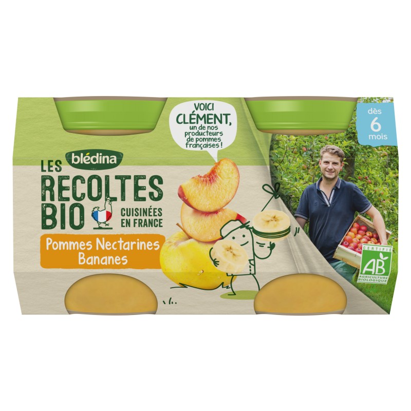 Bio Pommes Nectarines Bananes dès 6 mois 2x130g