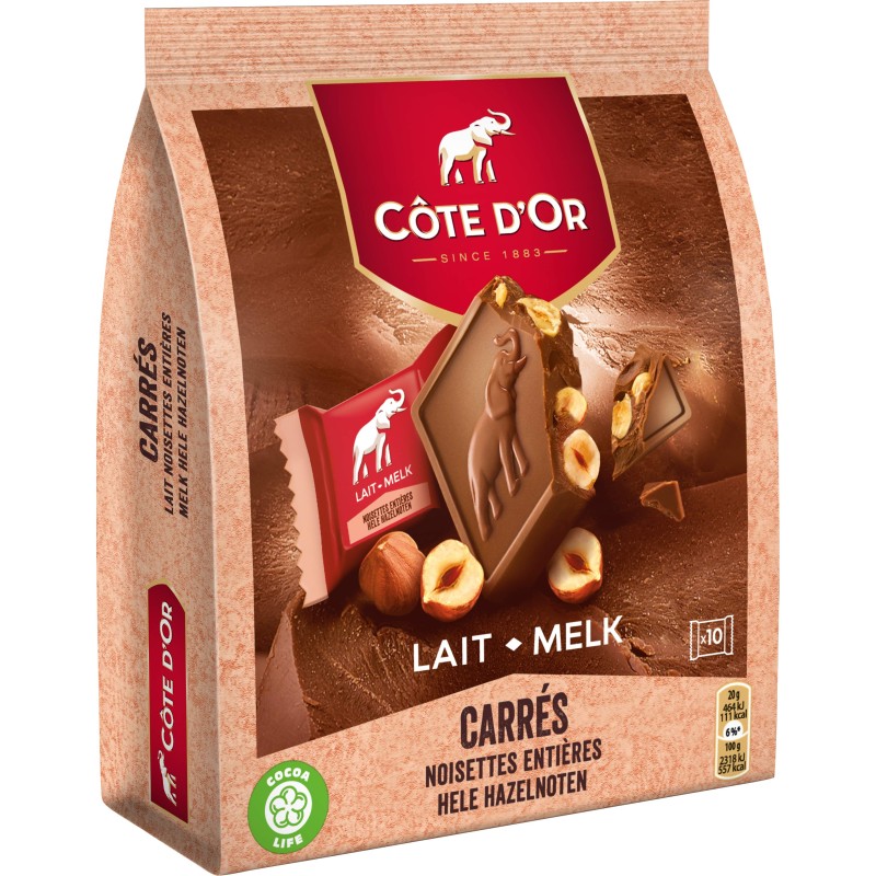 Carrés lait noisettes x10 200g