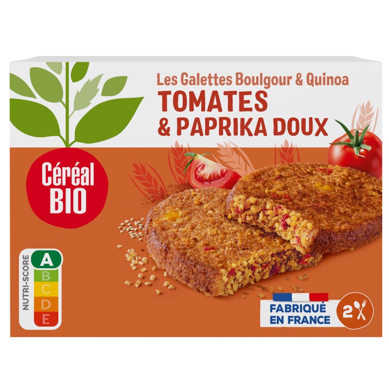 Galettes quinoa et boulghour tomate paprika doux 2x100g