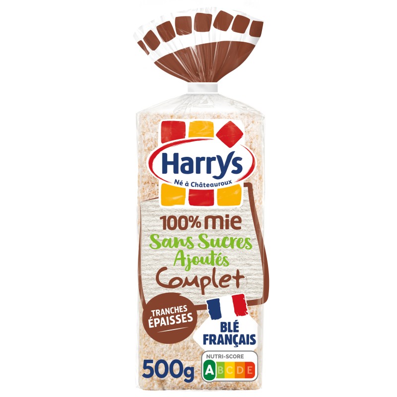 Pain de mie complet sans croûte 15 tranches 500g