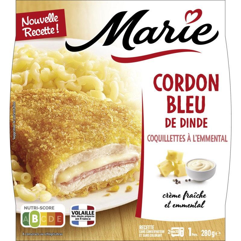 Cordon bleu de dinde et coquillettes au fromage 280g