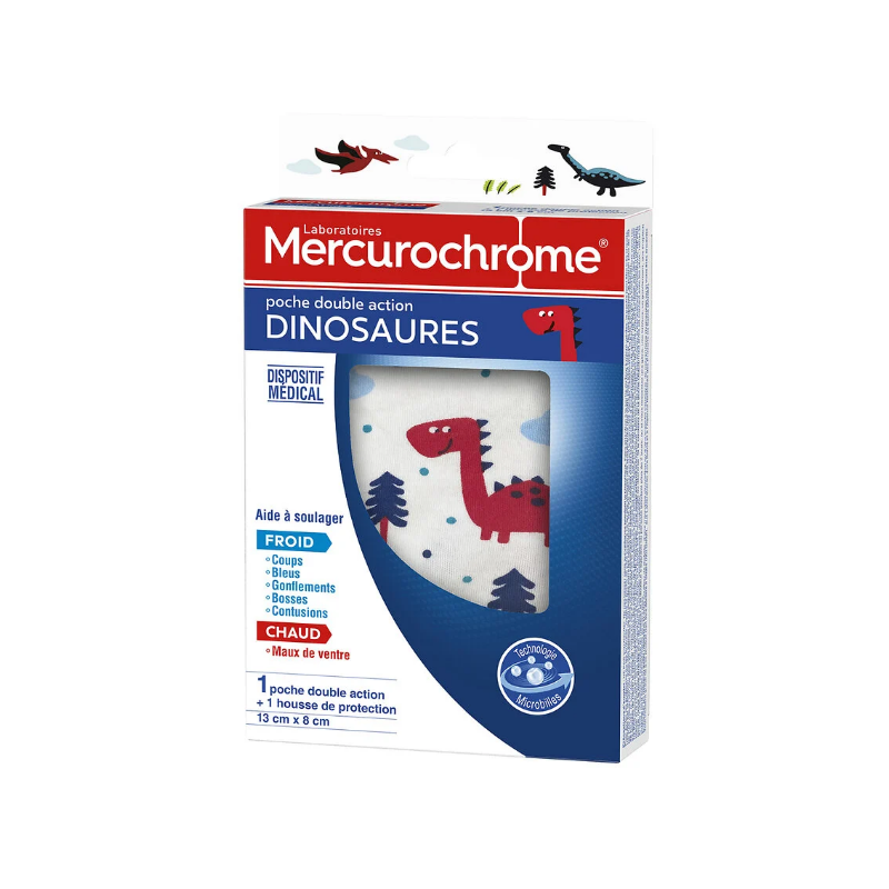 Poche double action froid ou chaud dinosaures 13x8cm
