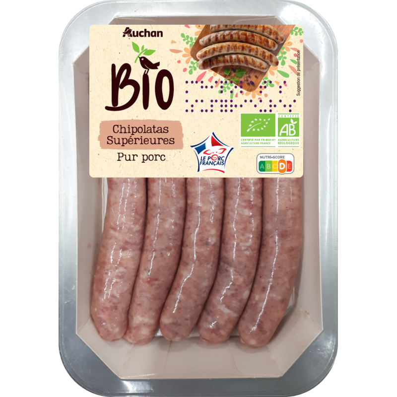 Chipolatas supérieures pur porc 5x55g