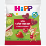 Minis coeurs d'avoine sablé fraise-framboise bio dès 1 an 40g