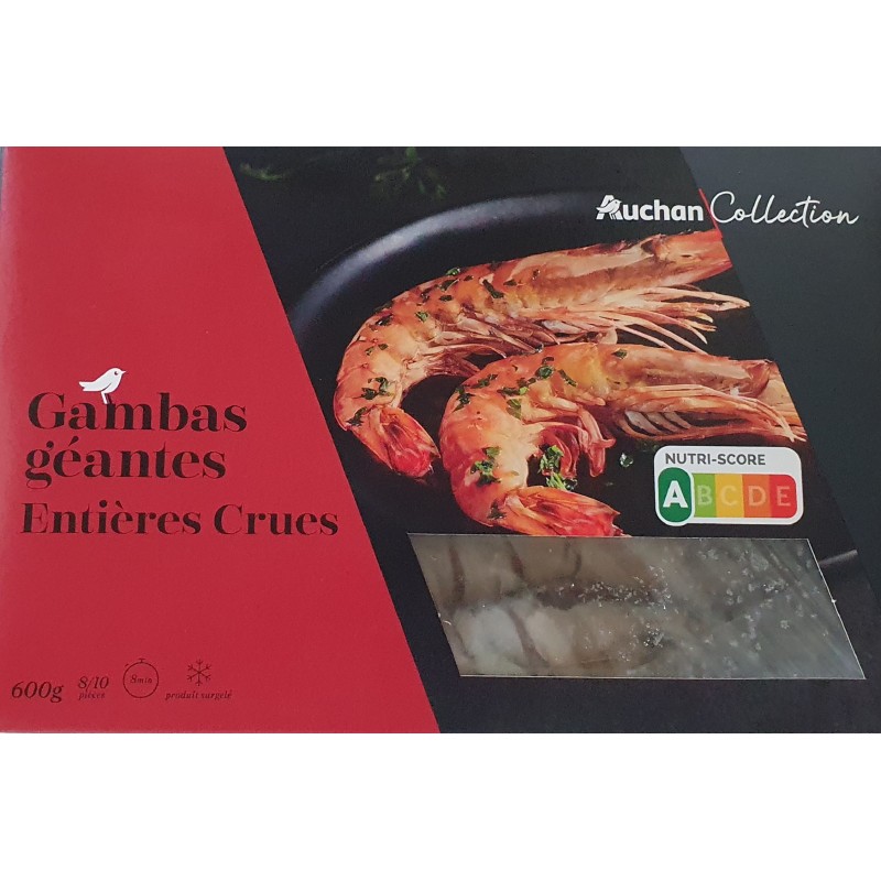 Gambas géantes sauvages entières crues x8-10pièces 600g