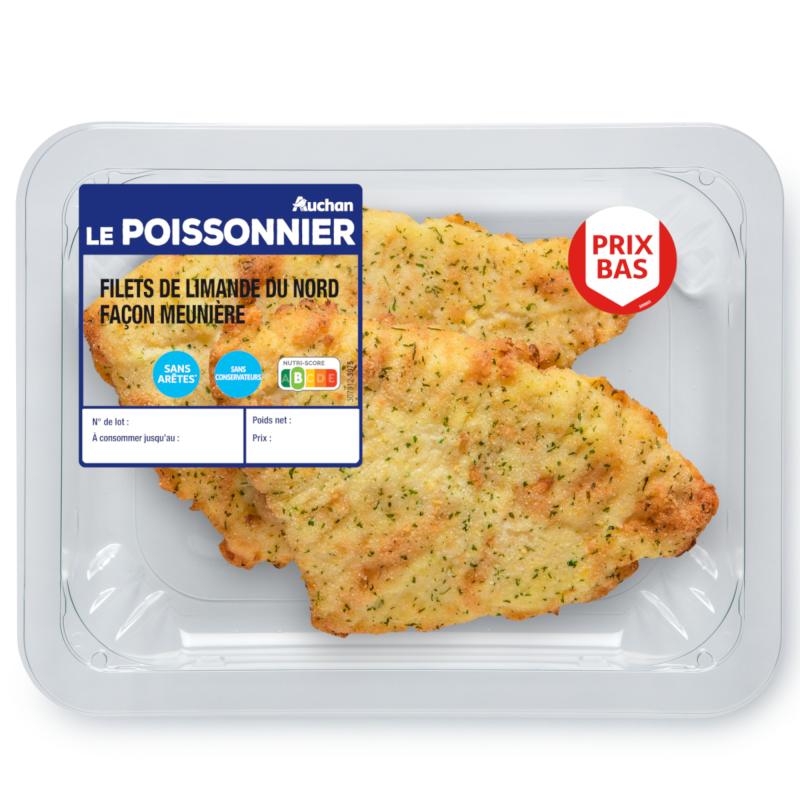 Filets de limande meunière panés sans arête 200g