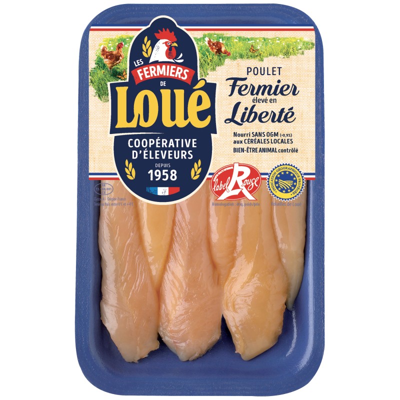 Aiguillette de poulet jaune fermier label rouge x6 180g