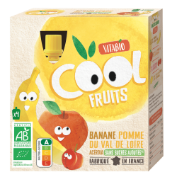 Cool Fruits Bio Gourde Compote Pomme Banane 4x90g