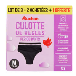 Culotte de règles flux modéré taille M 38/40 noir x3