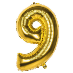 Ballon Couleur Or Chiffre 9 36cm