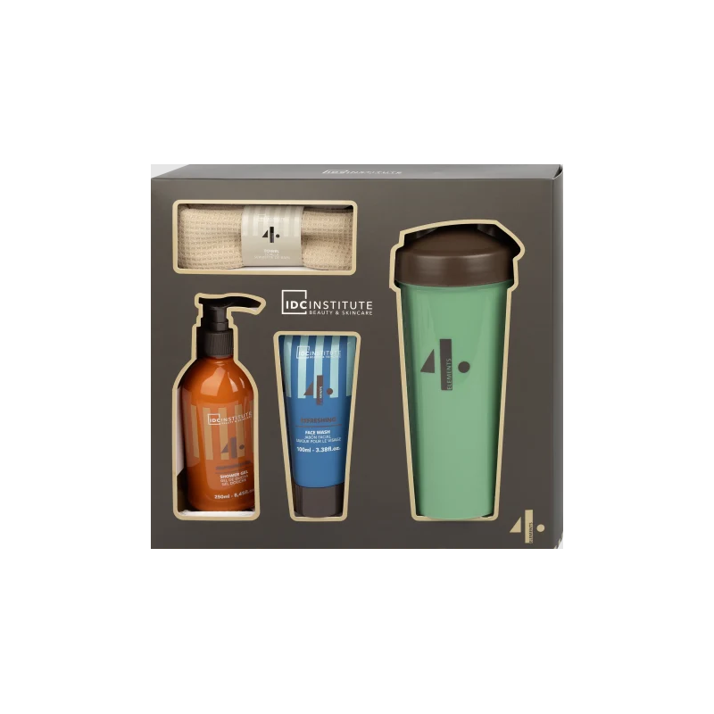 Coffret homme Gel Douche + Nettoyant Visage + Flacon + Serviettes