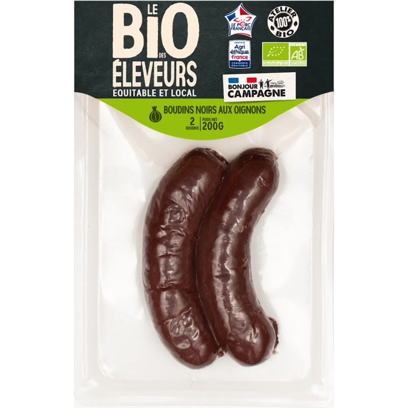 Bio Boudin noir aux oignons x2 200g