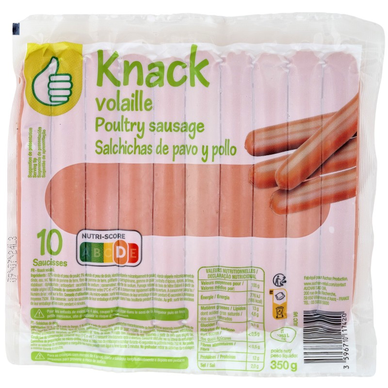 Saucisses de volaille cuites x10 350g