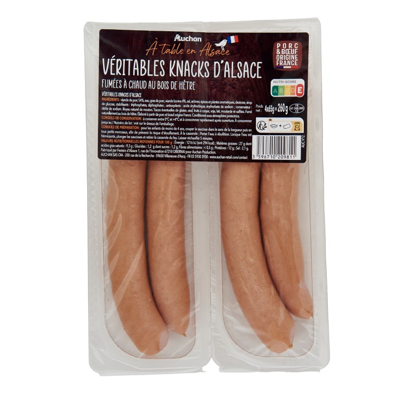 Saucisses Knacks d'Alsace 4x65g