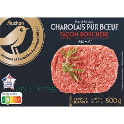 Steaks hachés façon bouchère 15%MG x4 500g