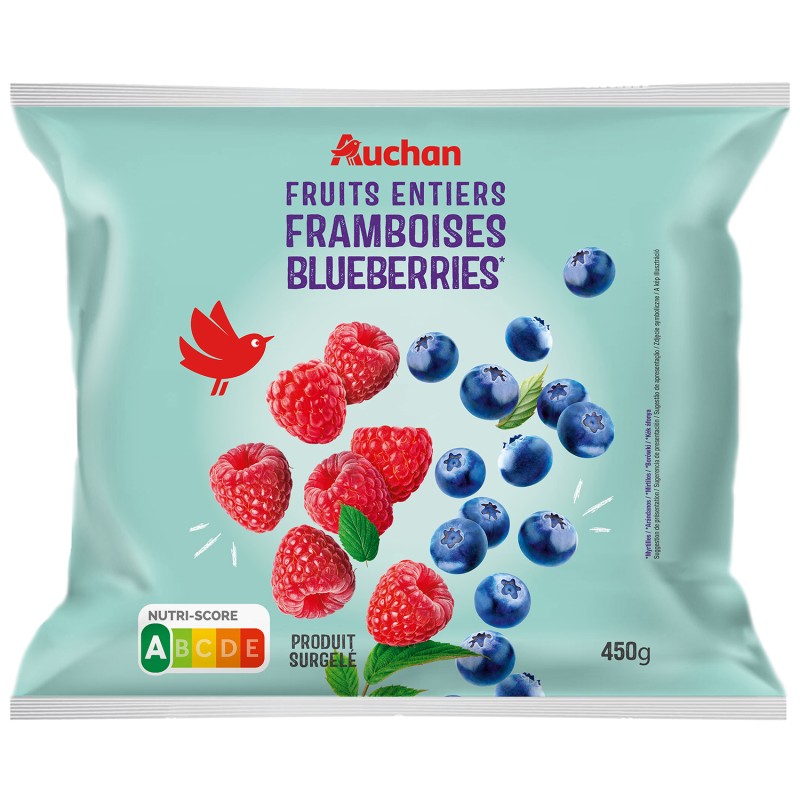 Framboises et myrtilles fruits entiers 450g