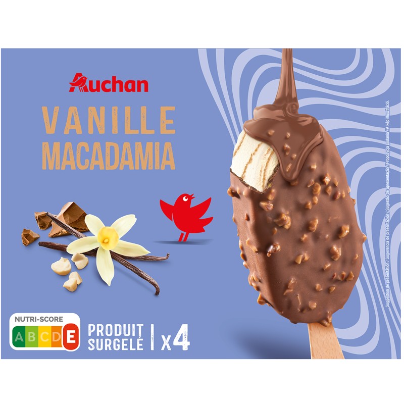 Bâtonnet glacé vanille macadamia x4 270g