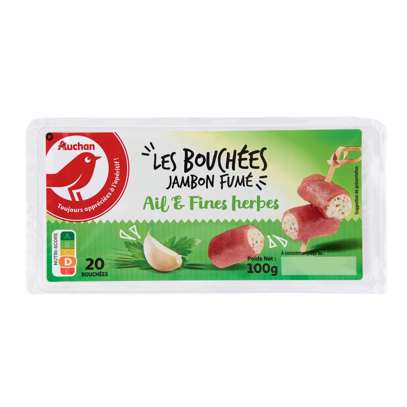 Bouchées jambon fumé avec ail et fines herbes x20 100g
