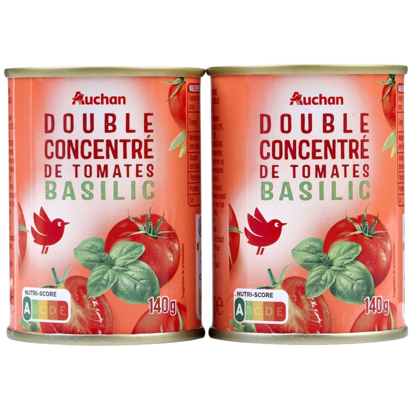 Double concentré de tomates basilic 140g