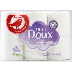 Papier toilette ultra doux et moelleux 3 plis 12 rouleaux