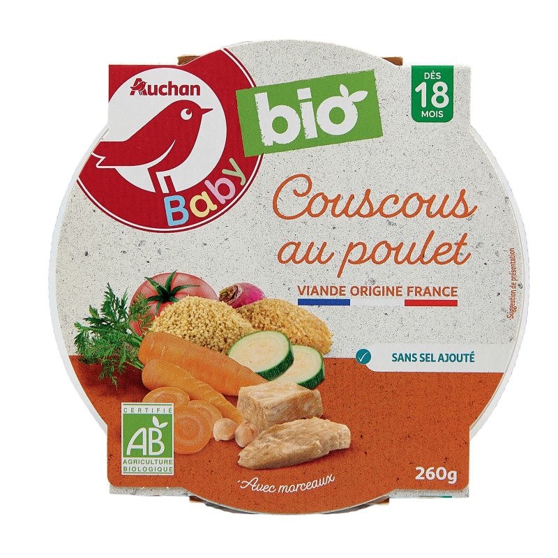 Assiette de couscous au poulet dès 18 mois 260g
