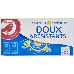 Boîte de mouchoirs doux et résistants blanc x150