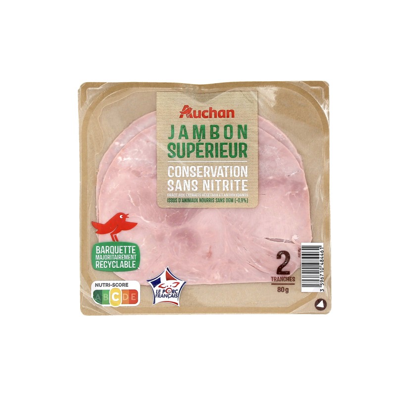 Jambon supérieur sans nitrite x2 80g