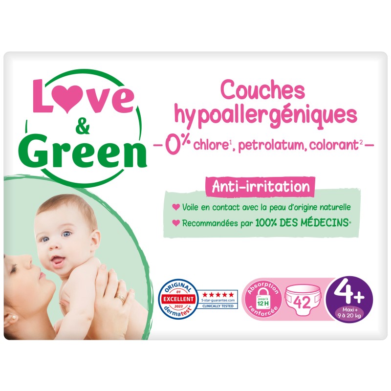 Couches hypoallergéniques taille 4+ 9-20kg x42