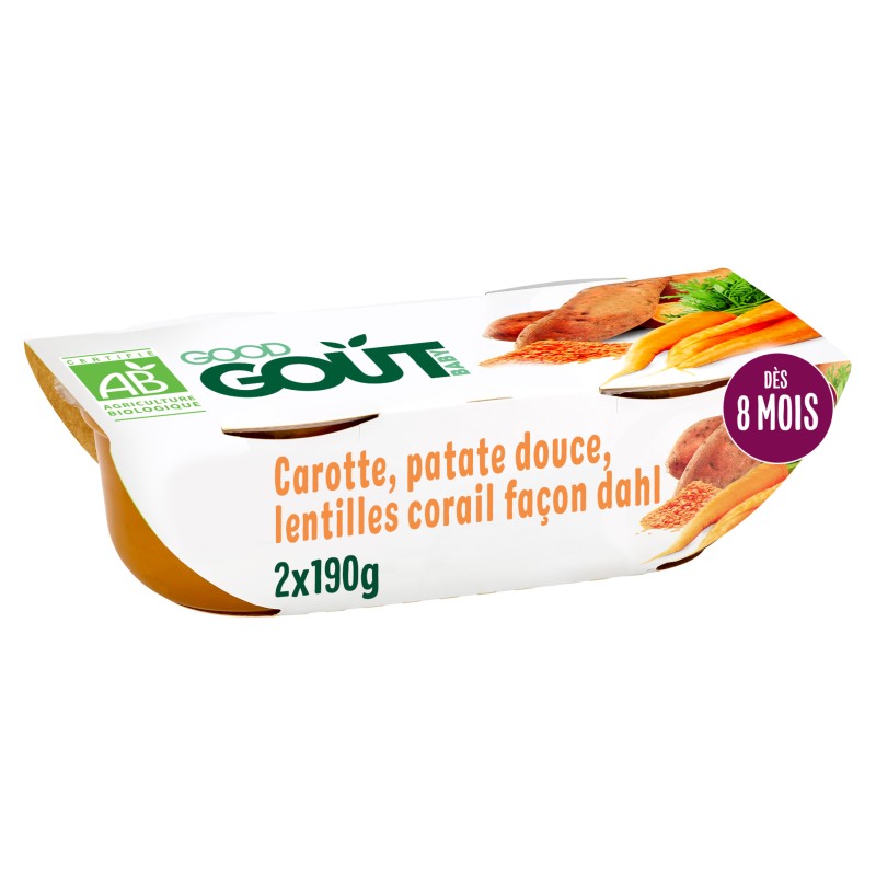 Bio Carotte patate douce lentilles corail dès 8 mois 2x190g