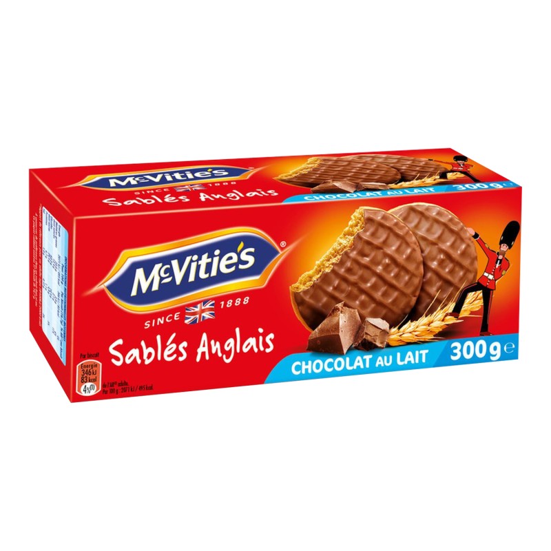 Biscuits sablés anglais nappés de chocolat au lait 300g