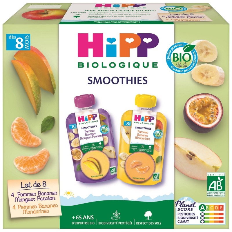 Bio Gourdes Compotes Fruits à Boire dès 8 mois 8x90g