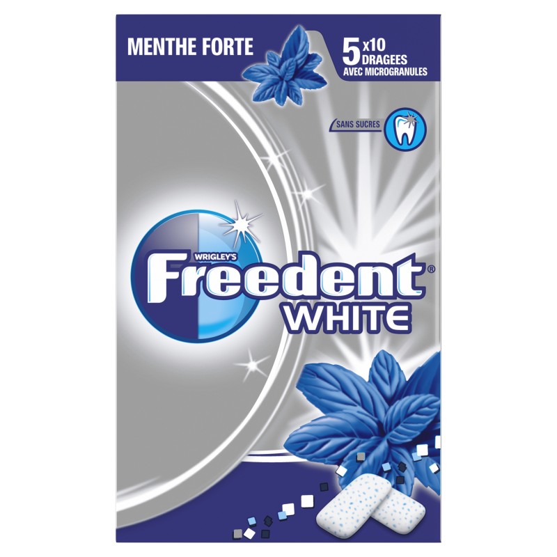 Chewing-gum menthe forte sans sucres dragées 5x10