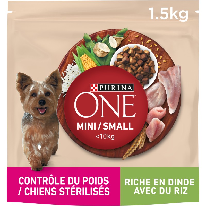 Croquettes allégée à la dinde et riz pour petit chiens 1.5kg