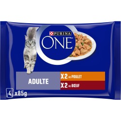 Sachets Repas Boeuf Poulet pour Chat 4x85g