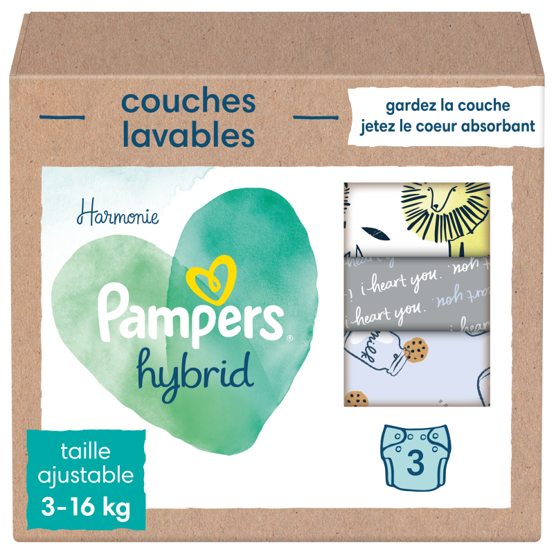 Couche lavable harmonie taille ajustable 3-16kg x3