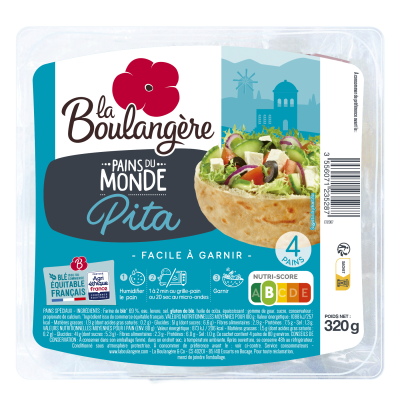 Pain du Monde Pita x4 320g