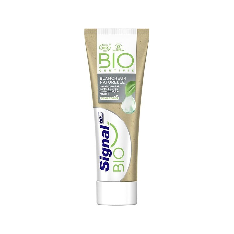 Dentifrice blancheur naturelle à l'extrait de menthe bio et charbon 75ml