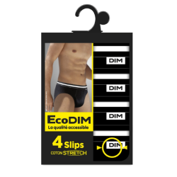 Slip homme coton stretch taille 3 noir x4