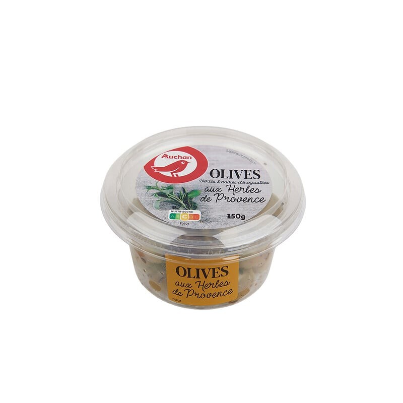 Olives vertes et noires dénoyautées aux herbes de Provence 150g