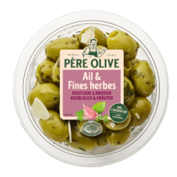 Olives vertes à l'ail et fines herbes dénoyautées 150g