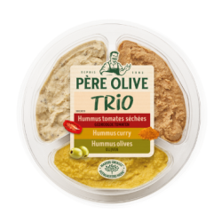 Trio houmous tomates olives curry 210g