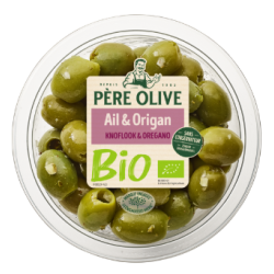 Olives Vertes à l'Ail et origan bio 150g