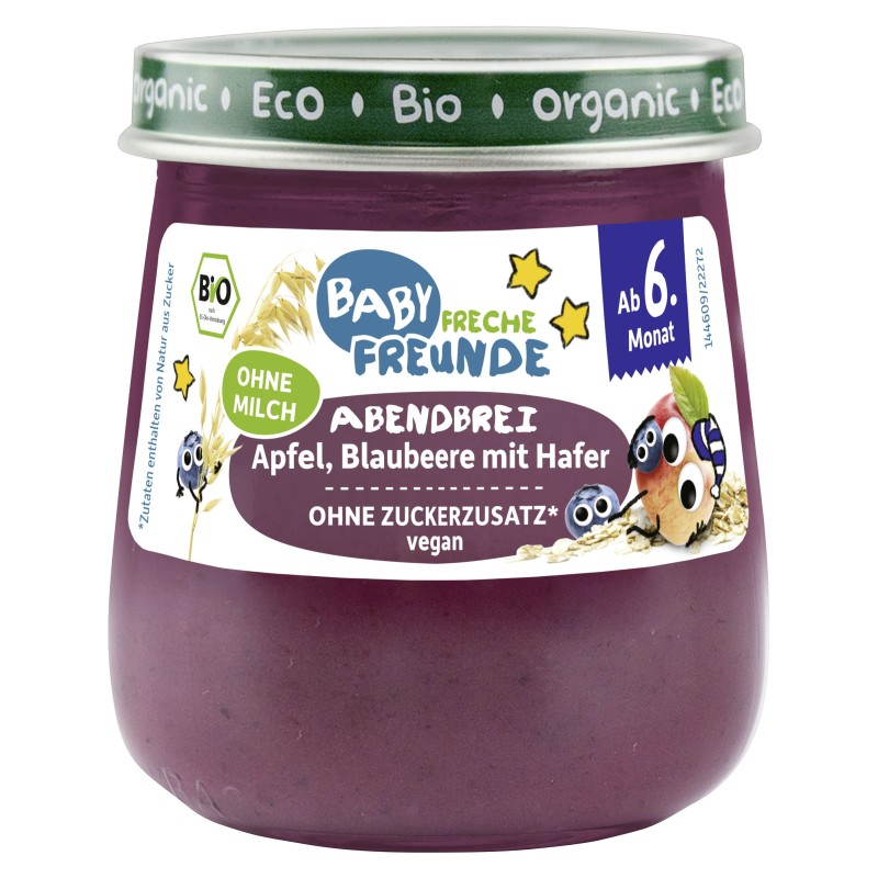 Freche Freunde Baby Bio Purée Pomme Myrtille Avoine dès 8 mois 120g